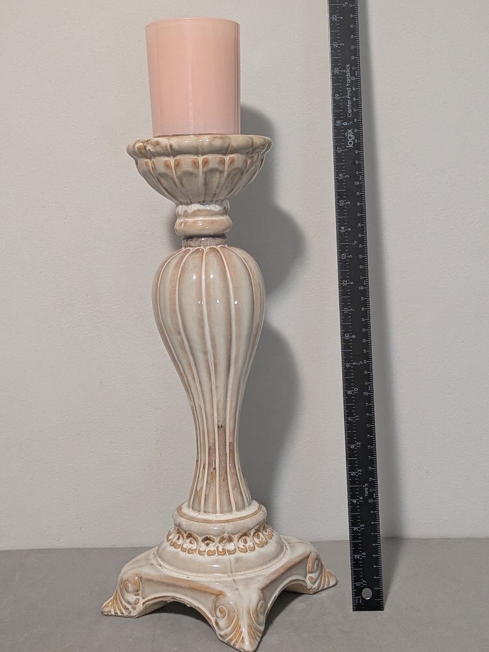 17" Tall Elegant Ceramic Candle Holder Beautiful Detail Bombay Candle Not Incl - Picture 11 of 11